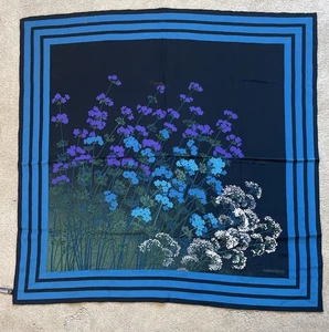 Bufanda vintage Valentino Garavani 100 % seda Italia negro azul verde púrpura blanco - Imagen 1 de 14