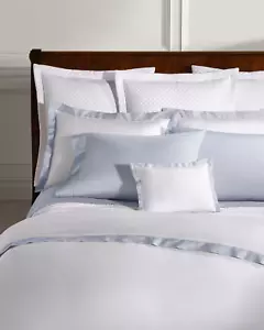 Ralph Lauren 624 Organic Cotton Sateen Border TWIN Duvet Cover $330 Blue Hyacint - Picture 1 of 5