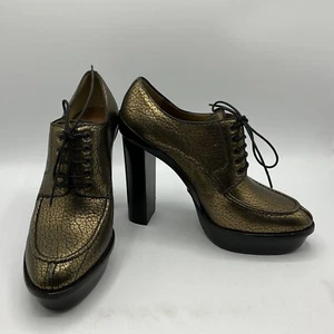 Paul Smith, Ladies Metallic Leather Platform Brogues Heels- Size 4 - Picture 1 of 6