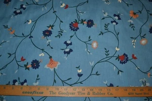 Cotton canvas fabric, blue floral print, 49" x 5.1 yards, Waverly home decor - Picture 1 of 12