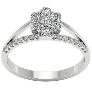 SI1 G 0.80 Ct Natural Diamond Solitaire Anniversary Ring 7.80MM 14K White Gold - Picture 1 of 8