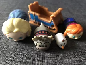 Disney Original Tsum Tsum Vinyl Frozen Olaf Elsa Anna Sven Sled Figure Lot - Picture 1 of 5