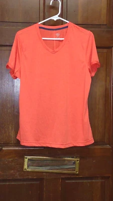 Athletic Works Orange Activewear S/S Shirt Top Rolled Cuff Women's Size L 12-14 - Image 1 of 4