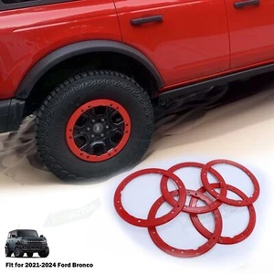 5pcs RED Bead Lock Wheel Trim Ring Kit For 2021-2025 Ford Bronco OE Style - Imagen 1 de 21