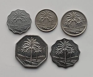 Monete IRAQ 5 pezzi. 5, 10, 25, 50, 250 Fils 1975-1990 UNC - Foto 1 di 2