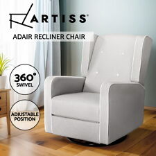 Artiss Recliner Chair Chairs Lounge Armchair 360° Swivel Sofa Fabric Cover Grey
