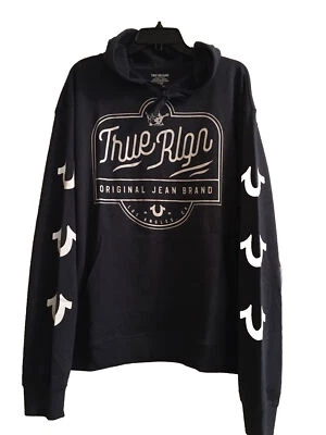 Pulôver masculino com capuz VERDADEIRA RELIGIÃO logotipo Buda azul marinho tamanho GG novo com etiquetas - Imagem 1 de 3