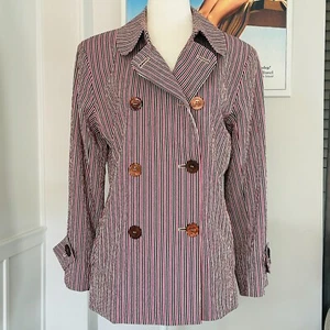 Vintage Mackintosh Scotland Silk Pinstripe Trench Coat (size M) - Picture 1 of 14