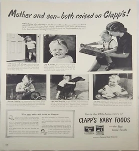 1946 Clapps Baby Food anuncio vintage madre e hijo ambos criados - Imagen 1 de 1