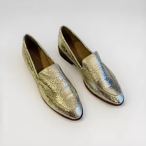 Madewell Schuhe Halbschuhe The Frances Metallic Gold Leder Damen 8,5 Flats Neu - Bild 1 von 10