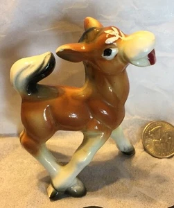 Japan entzückendes Pferd Fohlen Mini Keramik Pferd Figur 4 Zoll Bay - Bild 1 von 8