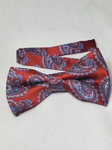 Men's Paisley Bowtie Adjustable Wedding Fashion Dress Red & Light Blue Bow Tie - Picture 1 of 1