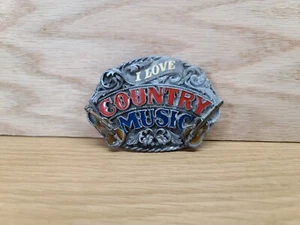 I Love Country Music Vintage Belt Buckle 1988 Siskiyou Buckle Co. Williams, OR  - Picture 1 of 12