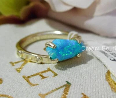 Anillo Kendra Scott Julia Turquesa Kyocera Ópalo Rodio Chapado S/M Nuevo con Etiquetas Foto 1 de 4