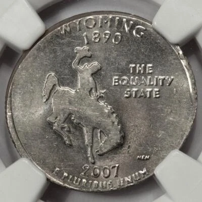 2007 D NGC AU55 Elliptical Clip 4.8 Grams Wyoming Quarter Mint Error Very Rare - Image 1 of 4
