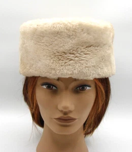Union USA Made Off White Faux Fur Hat Russian Cossack Style Warm Cosplay Vintage - Picture 1 of 11