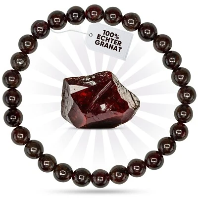 Edelstein Armband aus echtem Naturstein: Granat | 6mm Kugelarmband - Bild 1 von 4