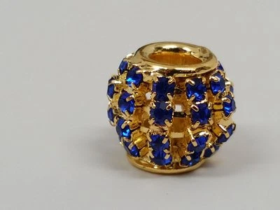 Rhinestone European Bead Resin, with Silver Color Brass Core 12x8mm Qty 2 - Image 1 of 4