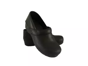 SANITA Danish Closed Back Stapled Clogs Black Leather Women's Size 41 /US 9.5-10 - Picture 1 of 11