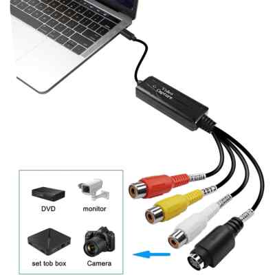 3-RCA To USB Adapter Cable - Convert Audio/Video (AV) To USB, RGB Link