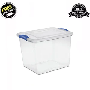 ( Pack of 1) Stackable Plastic Tote Box Storage Containers Bin 27 Quart, Storage - Picture 1 of 12