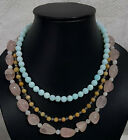 Multi Natural Gemstone Fashion Jewelry 13-17" Necklaces 109 Gram JJHY441
