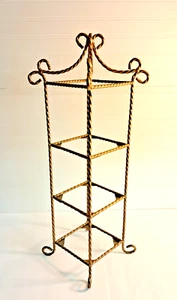 Painted Gold 3 Tier Metal Stand Twisted Rope Victorian Style 25" H - Picture 1 of 20