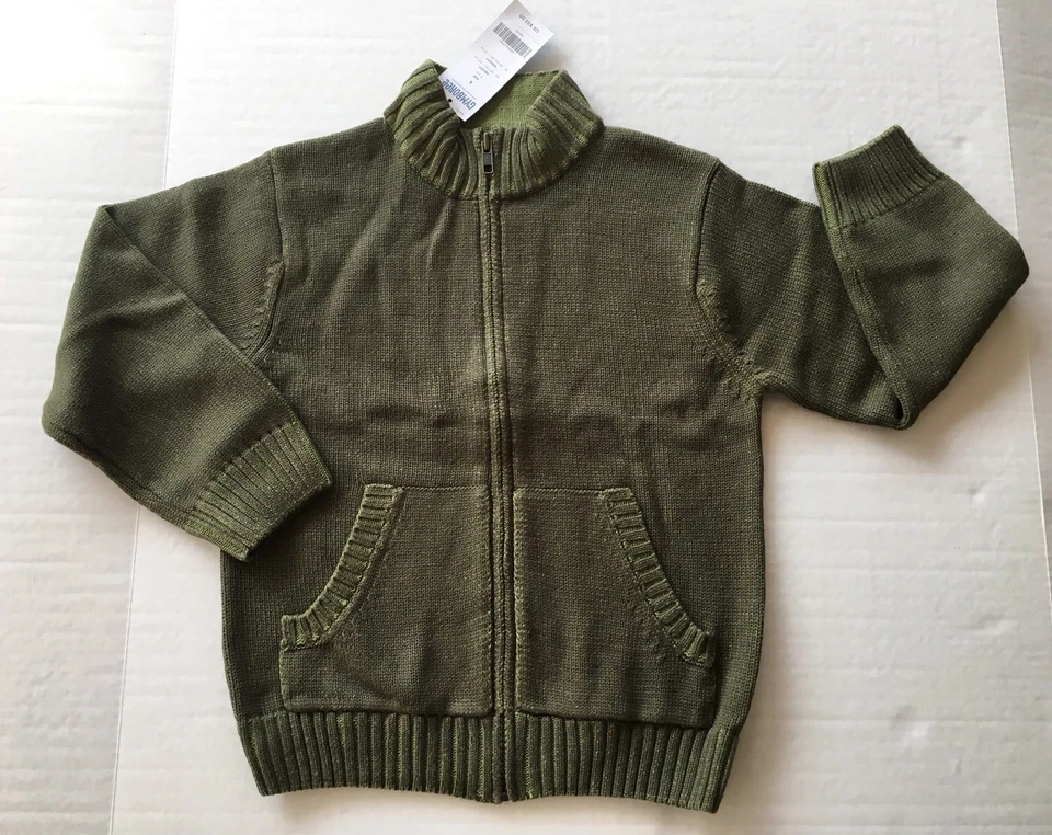 NWT Gymboree Extreme Animals 5 5T Green Marled Zip Cardigan Sweater - Image 1 of 1
