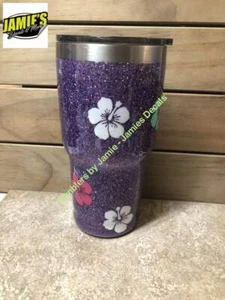 Blumenbecher - Hibiskus - Blingbecher - Maßanfertigung - Personalisierter Aufkleber Becher - Bild 1 von 1