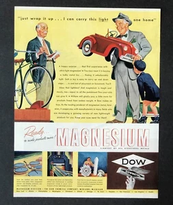 1945 Dow Chemical Advertisement Magnesio Niños Peddle Car Juguete Estampado Vintage AD - Imagen 1 de 2