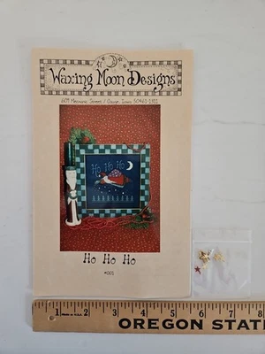 Waxing Moon Designs HO HO HO Santa Cross Stitch Pattern & Star Charms CCS - Image 1 of 4