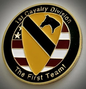 1st Calvary Division Challenge Coin-Gold Colored-US Army-Presidential Seal - Picture 1 of 4