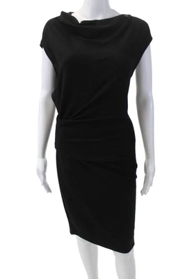 Vestido recto sin mangas con cuello drapeado de lana negro talla P Helmut Lang para mujer Foto 1 de 4