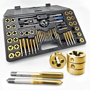 60PCS Metric&SAE Tap and Die Set, Titanium Coated GCr15 Bearing Steel with T-... - Bild 1 von 7