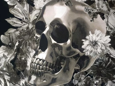 Robert Graham cool Metallic Skull Floral Embroidered printed Tshirt L Men's New - Image 1 of 4