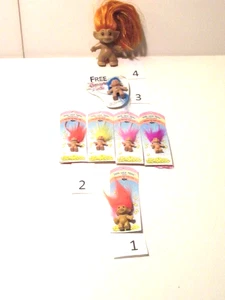 LOT/7 TROLLS-RUSS 5 good luck-1 Treasure Trolls, 1 Vintage TROLL orange hair-VTG - Picture 1 of 16