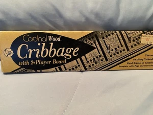Vintage Cardinal's Wood Cribbage Board, Red & Blue Pegs - Picture 1 of 4