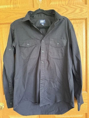 Lands End Heavyweight Black Button Mens Button Down Shirt Medium 15-15.5 Office - Image 1 of 4