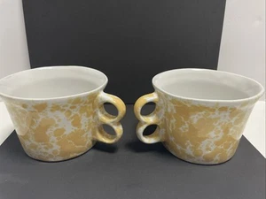 Taza con mango de gatillo Bennington Potters Bennington Vermont amarilla salpicadura - Imagen 1 de 6