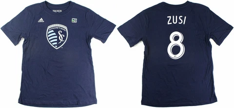 adidas Graham Zusi Sporting Kansas City #8 MLS Youth Player T-Shirt Navy Blue Cover