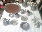 LOTOF MOSTLY PEWTER ITEMS CREAMER TEAPOTS CANDLE HOLDERS SOME PREISNER