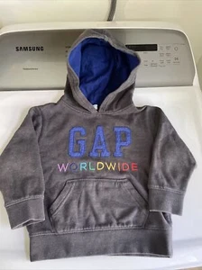 GAP worldwide Sweatshirt Hoodie Size 4 grey rainbow boys EUC Back To School - Picture 1 of 4