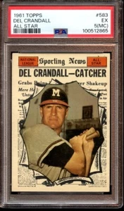 1961 Topps Baseball Card HIGH #583 Del Crandall All Star PSA 5 EX MC - Picture 1 of 2