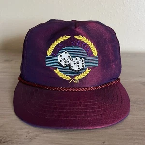 Vintage Las Vegas Trucker Hat Iridescent Purple Embroidered Dice Rope Taiwan 80s - Picture 1 of 11