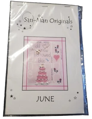 San Man Originals June Cross Stitch Kit Buttons Wedding Old New Borrowed Blue - Image 1 of 4