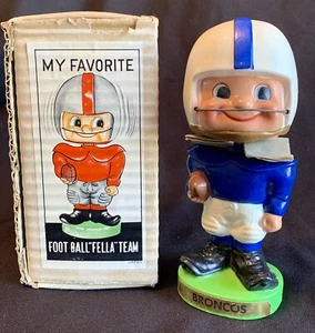 Vintage 62 My Favorite Football Fella Denver Broncos Nodder Bobblehead TOES UP RARE! - Bild 1 von 12