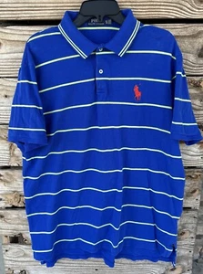 Polo Ralph Lauren Big Pony Cotton Mesh Polo Shirt Men's XL Blue Green Striped - Picture 1 of 5
