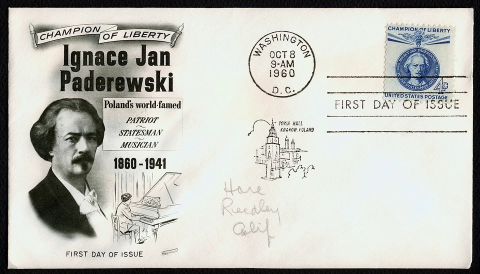 #1159 4c Ignacy Paderewski, Fleetwood-Addressed FDC **ANY 5=FREE SHIPPING** - Image 1 of 1