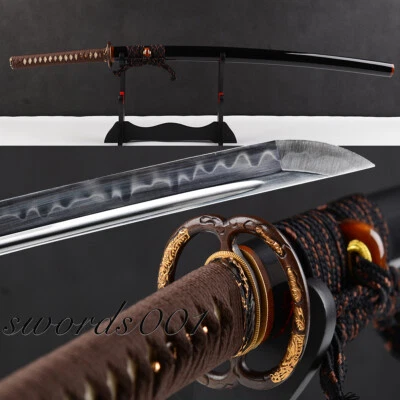 High Quality Japanese Samurai Katana Sword Real Hamon Gold Brass Musashi Tsuba - Image 1 of 4