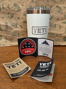 BRAND NEW EXCLUSIVE FOH WHITE YETI RAMBLER MUG W/ REG CARD FOLD OF HONOR - Picture 1 of 6